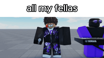 A Roblox Character Is Standing Next To A Yamaha Keyboard .. GIF