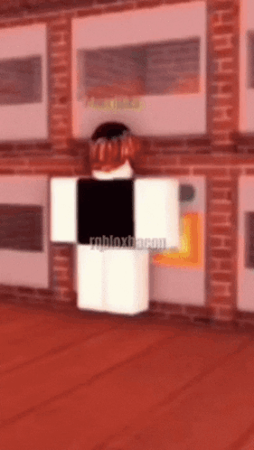 A Roblox Character Standing In Front Of A Brick Wall GIF