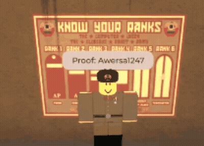 A Roblox Character Stands In Front Of A Sign That Says Know Your Ranks GIF