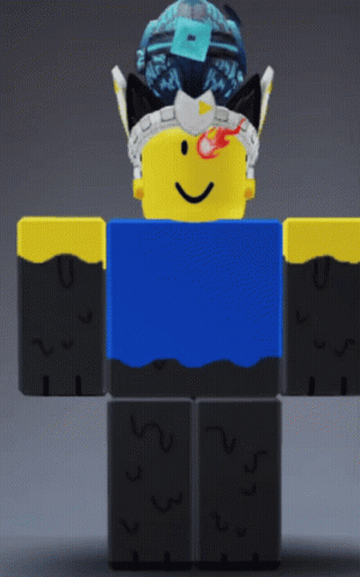 A Roblox Character Wearing A Blue Shirt And A Blue Hat GIF