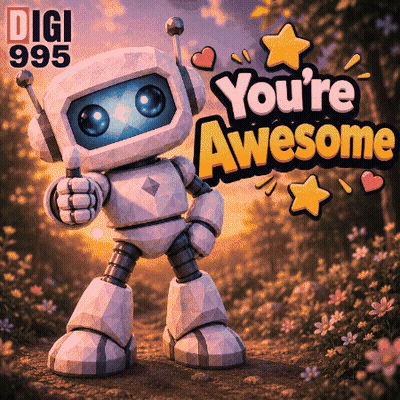 A Robot Giving A Thumbs Up With The Words You 'Re Awesome Behind It GIF