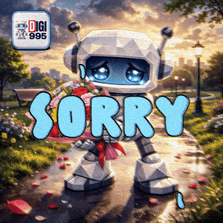 A Robot Holding A Bouquet Of Flowers With The Words Sorry Above It GIF