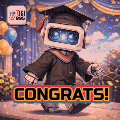 A Robot In A Graduation Cap And Gown Is Congratulated GIF