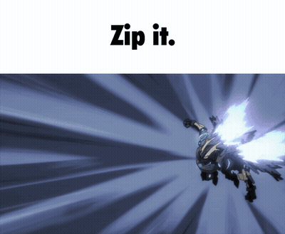 A Robot Is Flying Through The Air With The Words Zip It Above It GIF