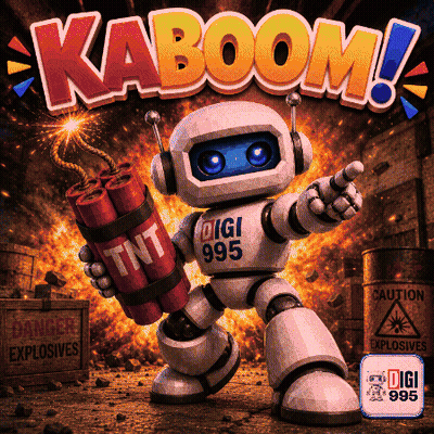 A Robot Is Holding A Tnt Bomb In Front Of A Sign That Says Caution Explosives GIF