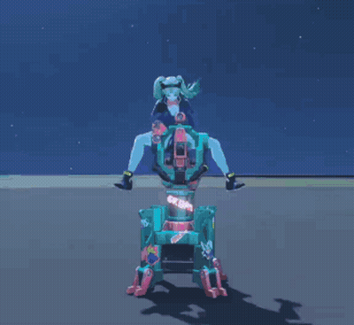 A Robot Is Shooting A Gun In A Video Game While Another Robot Is Flying In The Background . GIF