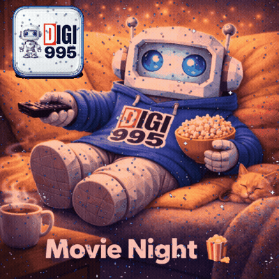 A Robot Is Sitting On A Couch With A Bowl Of Popcorn GIF