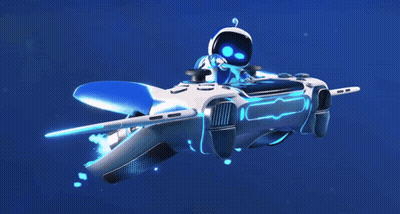 A Robot Is Sitting On Top Of A Futuristic Jet GIF