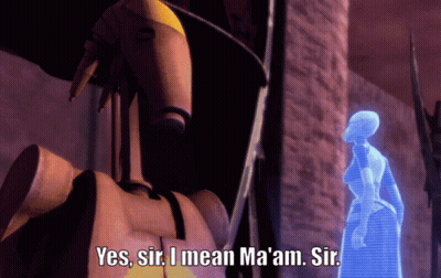 A Robot Says " Yes Sir I Mean Ma 'Am Sir " GIF