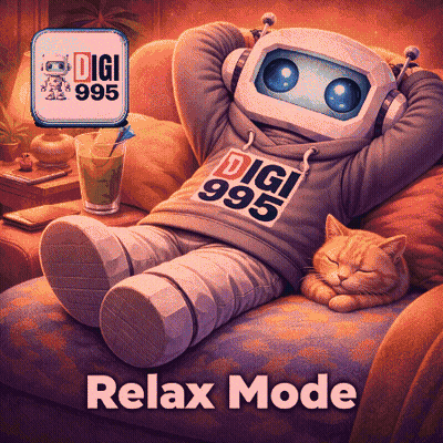 A Robot Sitting On A Couch Wearing A Digi 995 Hoodie GIF