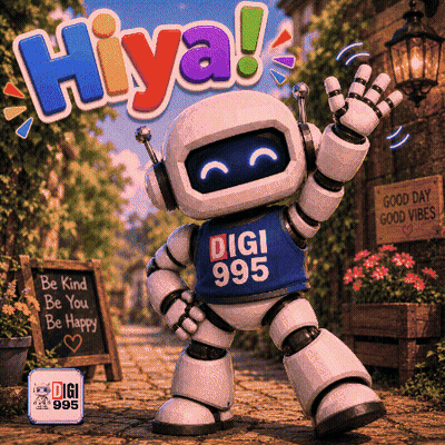 A Robot Wearing A Blue Shirt That Says Digi 995 On It GIF