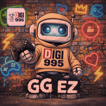 A Robot Wearing A Digi 995 Hoodie Holds A Game Controller GIF