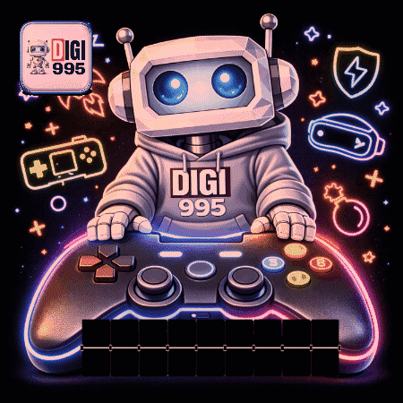 A Robot Wearing A Digi 995 Hoodie Is Holding A Game Controller GIF