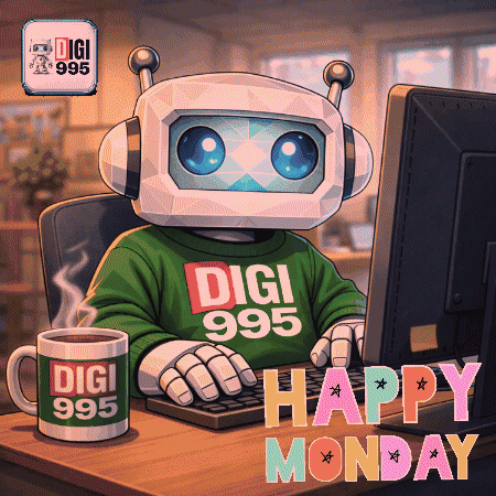 A Robot Wearing A Digi 999 Sweater Is Typing On A Keyboard GIF