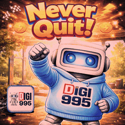 A Robot Wearing A Hoodie That Says " Digi 995 " On It GIF