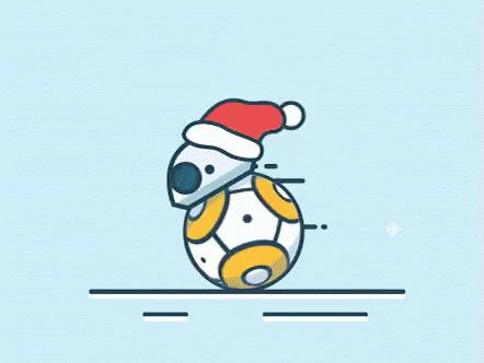 A Robot Wearing A Santa Hat Is Rolling On A Soccer Ball . GIF