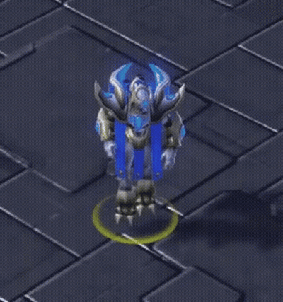 A Robot With A Blue Cape Is Standing On A Tiled Floor GIF