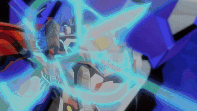 A Robot With A Blue Light Coming Out Of It 'S Chest GIF
