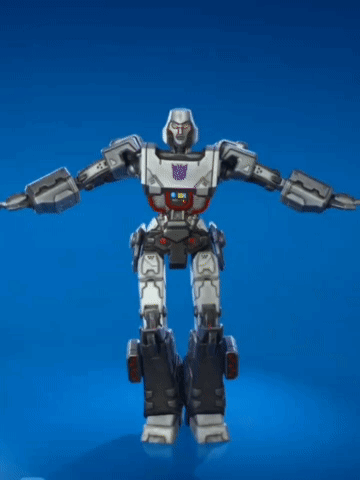 A Robot With A Purple Stripe On His Chest Is Dancing GIF