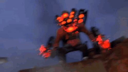 A Robot With A Red Light Coming Out Of It 'S Hands GIF