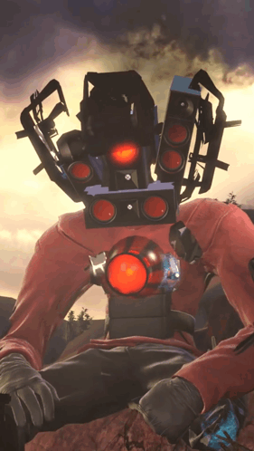 A Robot With A Red Light On Its Chest GIF