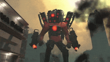 A Robot With A Red Light On Its Chest Is Standing In Front Of A Building That Says ' Abercrombie & Fitch ' GIF