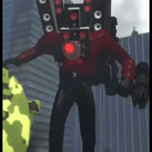 A Robot With A Red Light On The Back Of It GIF