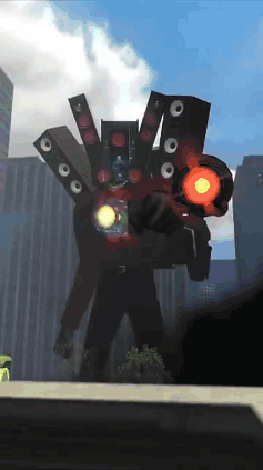 A Robot With Many Speakers On It 'S Arms GIF
