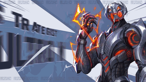 A Robot With The Word Ultron On The Bottom GIF