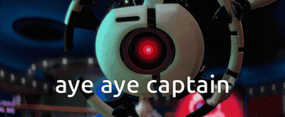 A Robot With The Words Aye Aye Captain On It GIF