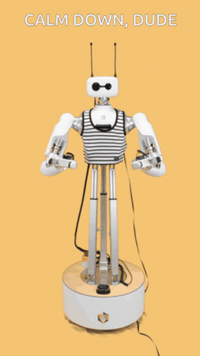 A Robot With The Words Calm Down Dude On The Bottom GIF