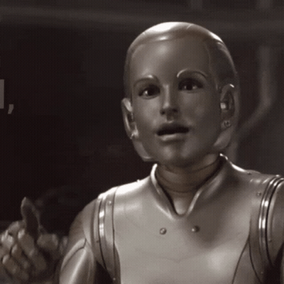 A Robot With The Words Girl Same On The Bottom GIF