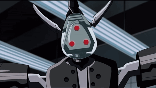 Robot With Three Red Eyes And Horns GIF