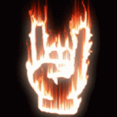 A Rock And Roll Sign That Is Burning Brightly GIF