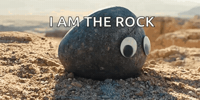 A Rock With Googly Eyes And The Words I Am The Rock GIF