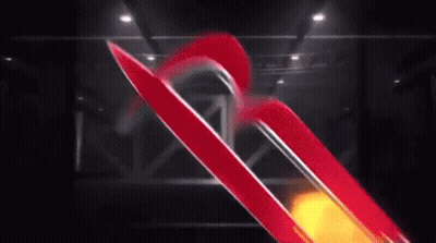 A Rocket Is Being Launched In A Dark Room With A Red Stripe GIF