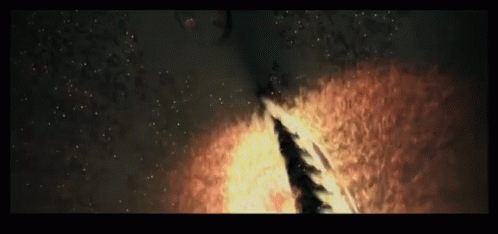 A Rocket Is Being Launched Into Space With A Black Background GIF