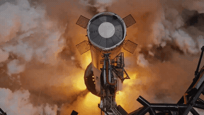 A Rocket Is Being Launched Into Space With A Smoke Stack In The Background GIF