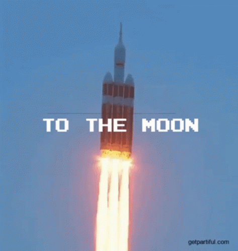A Rocket Is Being Launched With The Words To The Moon GIF