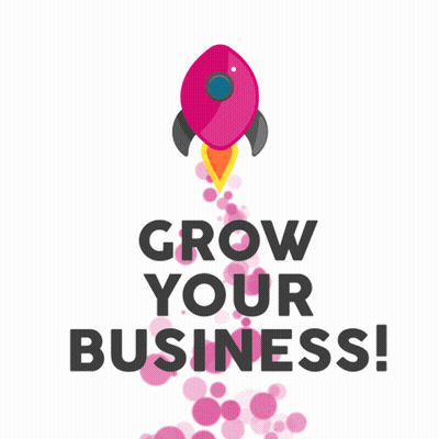 A Rocket Is Flying Through The Air With The Words Grow Your Business Below It GIF