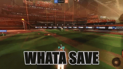 A Rocket League Game Is Being Played And The Words Whata Save Are Visible GIF