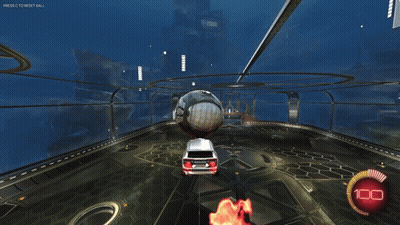 A Rocket League Game Is Being Played On A Computer Monitor GIF