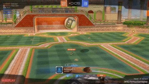 A Rocket League Game Is Being Played With Asteroid N In The Middle GIF