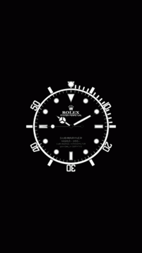 A Rolex Submariner Watch Face On A Black Background . GIF