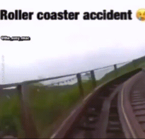 A Roller Coaster Accident Is Being Written On A Screen . GIF