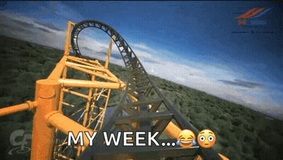 A Roller Coaster Going Down A Hill With The Words My Week Below It GIF