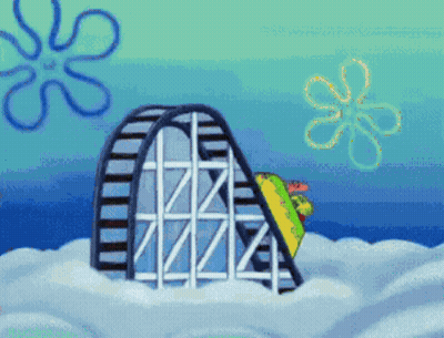A Roller Coaster In The Clouds With A Taco On It GIF