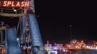 A Roller Coaster With The Word Splash Written On It GIF