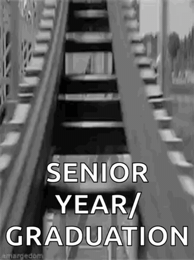 A Roller Coaster With The Words Senior Year / Graduation On The Bottom GIF