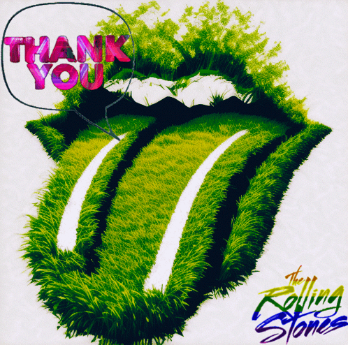 A Rolling Stones Album Cover With A Grassy Tongue GIF